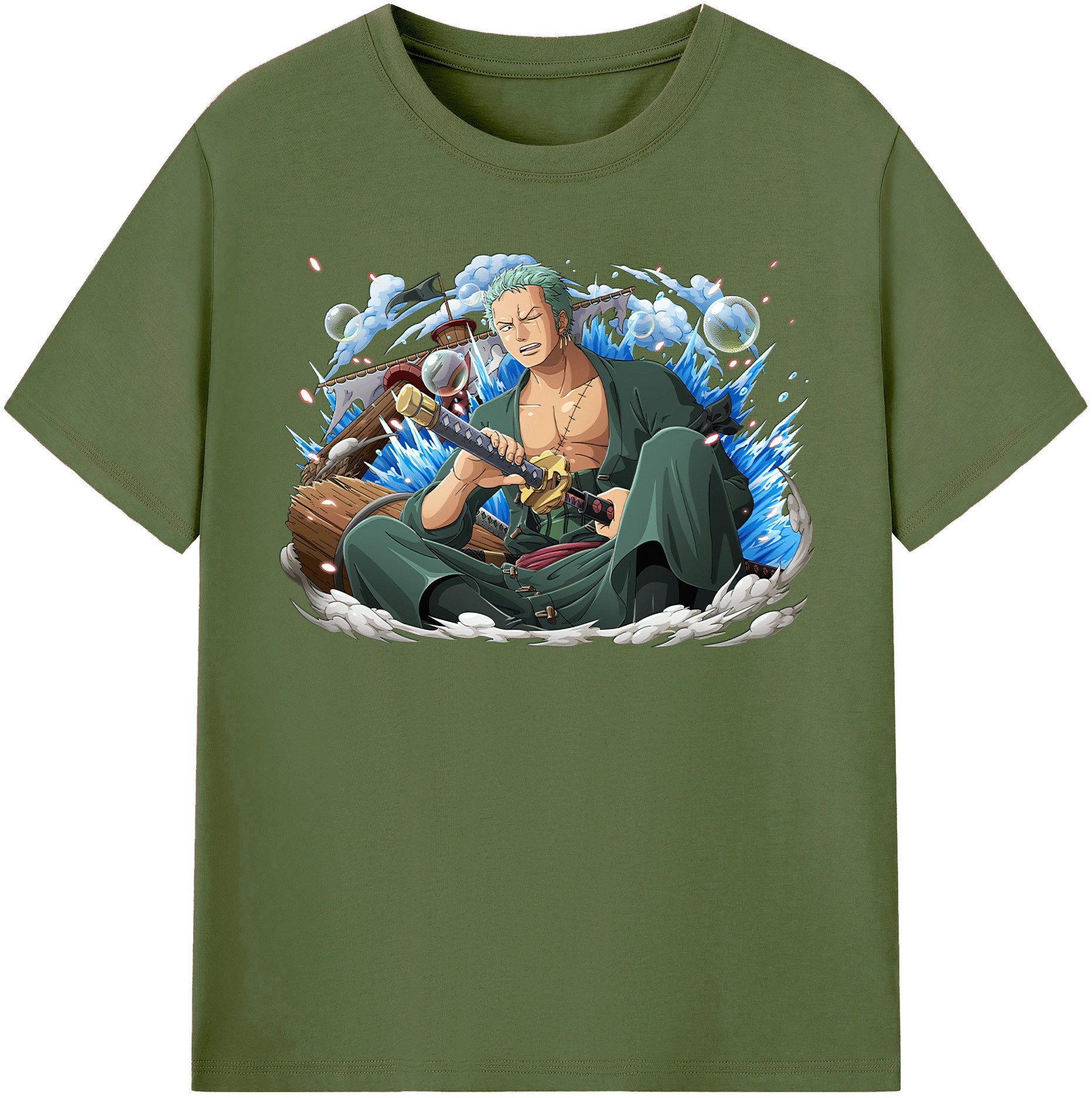ワンピース ロロノア・ゾロ ONE PIECE Roronoa Zoro 綿100％半袖Tシャツ（フロントプリント）